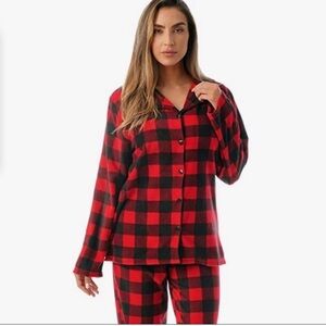 WONDERSHOP Winter 100% Cotton HOLIDAY Cotton Red/Blk PLAID FLANNEL Pajam…
